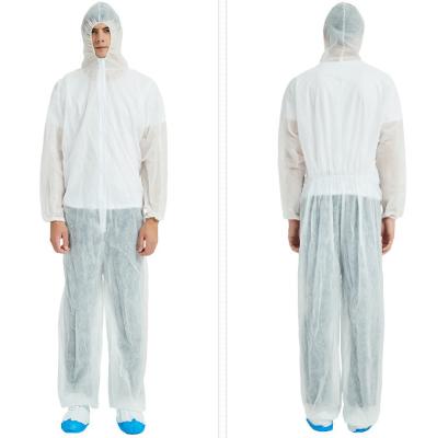 China White Blue Disposable Protective Coverall Elastic Cuff Dustproof With Breathable Material for sale
