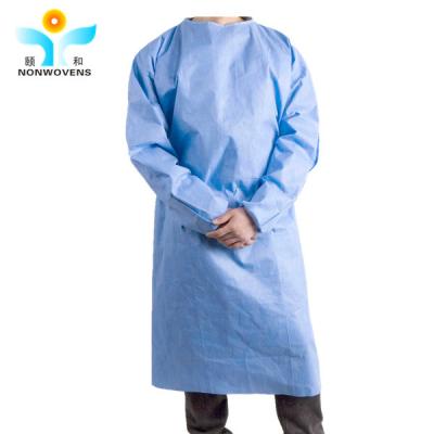 China 120*140cm SMS Medical Blue Reinforced Disposable Surgical Gown for Doctor for sale