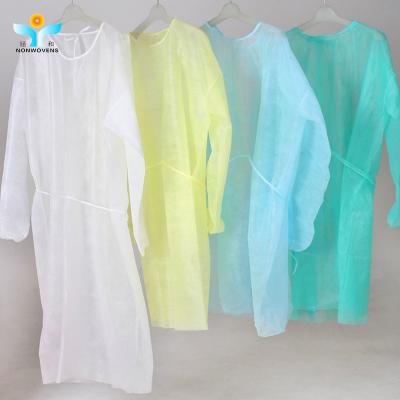 China 30g Disposable Isolation Gown , SMS Non Woven Protective Gown with Knitted Cuffs for sale