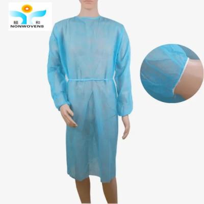 China Vestido protetor não tecido descartável de SMS do vestido do isolamento de FDA com os punhos feitos malha elásticos à venda