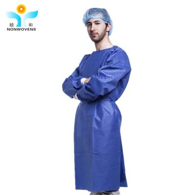 China 120*140cm Disposable Sterile SMMS Surgical Gown Polyester WaterProof Surgical Gown for sale