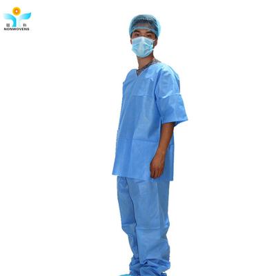 China Medical Blue Medical Green seperated Top and Pant Disposable Hospital Scrubs Protective Siuts for sale