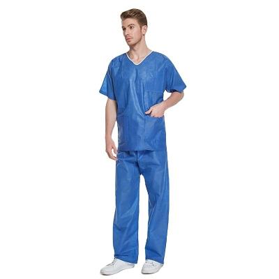 China Short Sleeve SMS Disposable Protective Suits Sustainable Disposable Scrub Suits for sale
