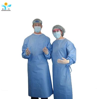 China Anti Alcohol Disposable Adult Hospital Gown Sms Medical Barrier Surgical Gown for sale