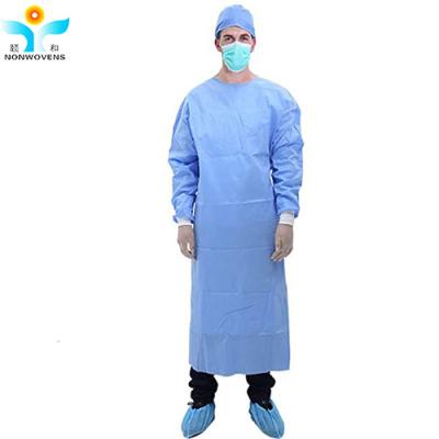 China Isolation Disposable Surgical Gown Waterproof With Knit Cuff Waist Ties for sale