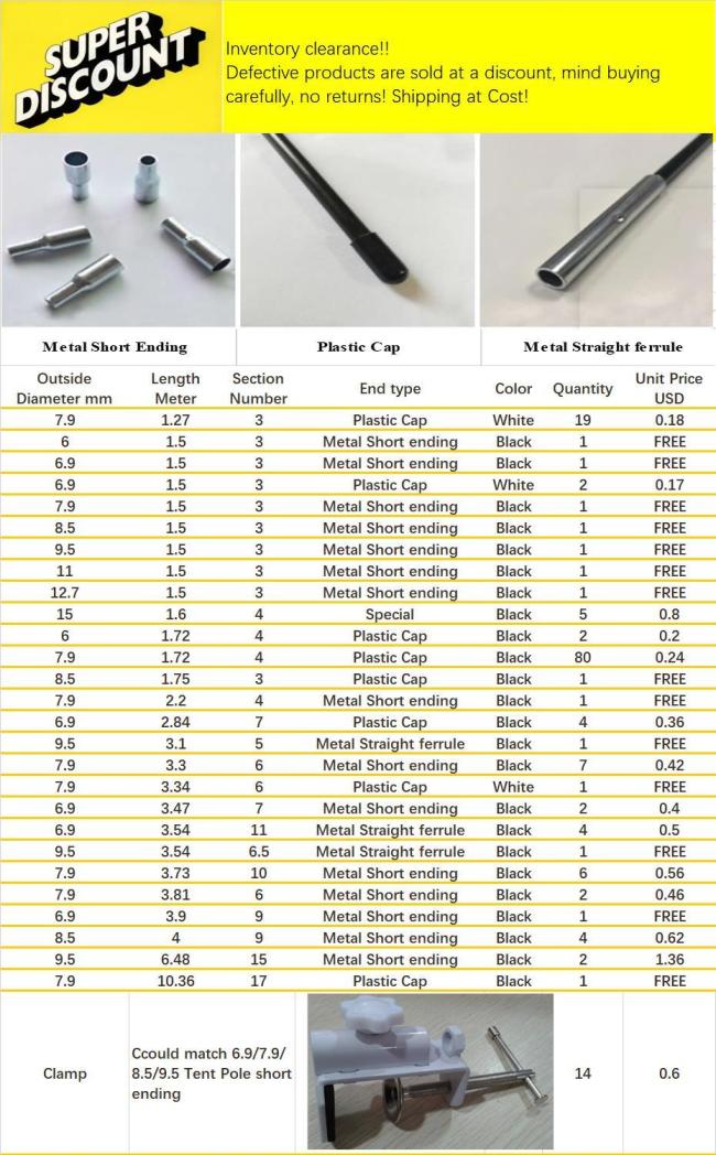 11mm Tent Pole with Spring Button