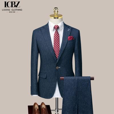 China Traje masculino de estilo tuxedo de três peças Slim Fit Business Britânico Traje pequeno em lã / seda à venda