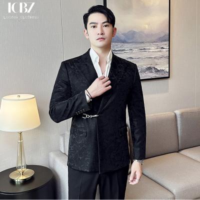 China Custom Logo Men's Leather Suit Jacket in Peaked Style for Casual and Formal Wear for sale