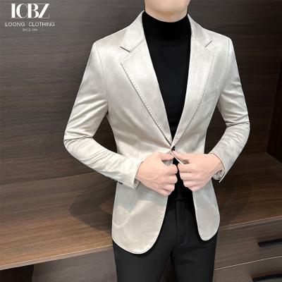 China Customized Deerskin Single-Breasted Two Button Suit Blazer for Men's Business Attire for sale