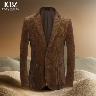 China end Corduroy Casual Suit Jacket for Men Single Breasted Closure and Vintage Cotton for sale
