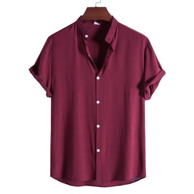China Short Sleeve Shirt Casual Men's V-Neck T-Shirt Oversized Flax Shaper Cooling 100% Cotton for sale
