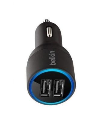 China Belkin 2port USB Car Charger mini Car Charger 2.1 A 10W Blu-ray USB Charger Black for sale