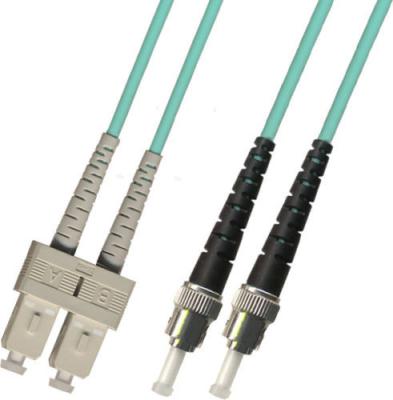 China multimode Duplex 10 GIGABIT Fiber Optic Patch Cable 100M ST-SC 50/125 Blue for sale