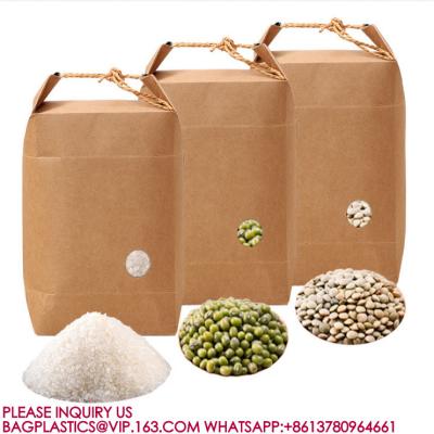 China High Quality Durable Brown Natural Rice Bags Kraft Paper Dried Food rice Packaging Bags for sale