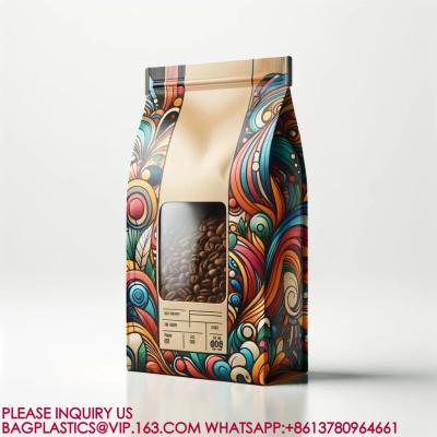 China Flat Bottom Pouches, Square Bottom Pouch, Custom Printed Coffee Beans Packaging Bags Plas for sale