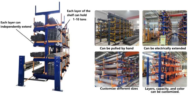 Pipe Telescopic Cantilever Shelf Metal Sheet Warehouse Storage Rack Telescopic Cantilever Shelves Long Materials