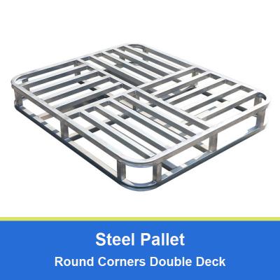 China Round Corners Double Deck Steel Pallets For Warehouse Storage Metal Pallet for sale
