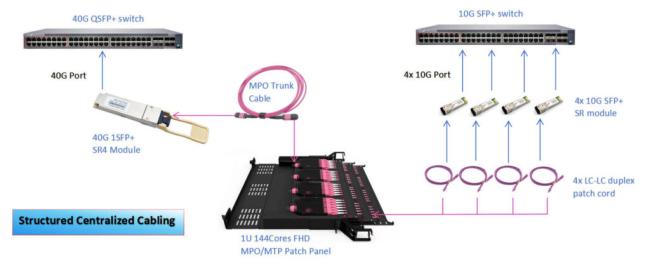 40g structured centralized cabling with patch panel cassette