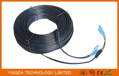 China Black 2 Core Single Mode Fiber Patch Cord SC - SC 657A2 Simplex 70M With Steel Wire for sale