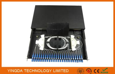 China Standard Metal Sliding Tray Fiber Optic 19” Patch Panel 12 / 24 Port Fiber Optical Distribution Box GPSM-1U / 2U / 4U for sale