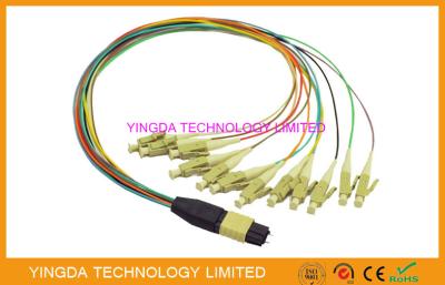 China High Density MTP MPO cable  - LC 12 Core Hydra Cable Assemblies Male Connectors With Guide Pins for sale