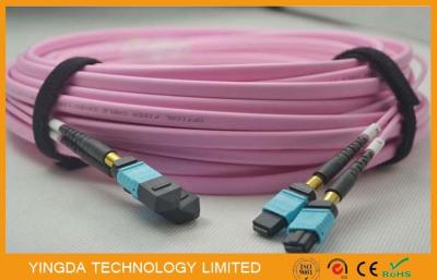 China Data Center Multi Mode MTP MPO Cable Om4 Flat , Fiber Optic Patch Cable Assembly for sale