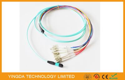 China Multimode MTP MPO Cable OM3 10G Flat OFNR Ribbon Cable Assembly 12Fibers for sale
