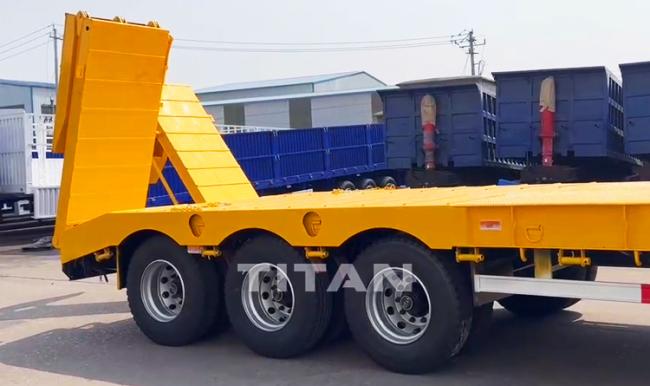 Factory Price TITAN 3 Axle Semi Lowbed Trailer Hydarulic Folding Ramp Low bed Truck Trailer for Sale