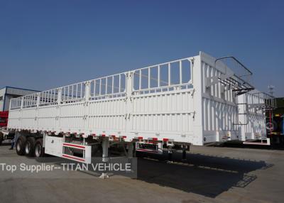 China TITAN Tri - Axles Flatbed Semi Trailer with Fence for carrying 40ft  20ft container for sale