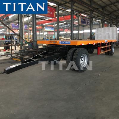 China TITAN 20ft Container 30 Ton Flatbed Drawbar Pulling Full Trailer For Sale for sale