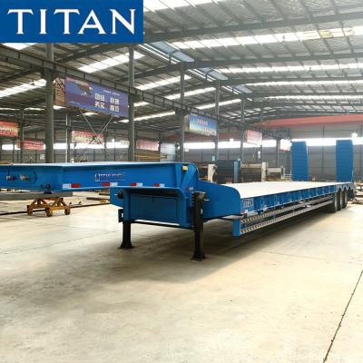 China Tri Axle Low Loader Lowbed Trailer for Sale with Hydraulic Rear Ramps for sale