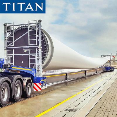 China Extendable Trailer 58M Wind Blade Turbine Transport 4 Axle Telescopic Trailer for sale