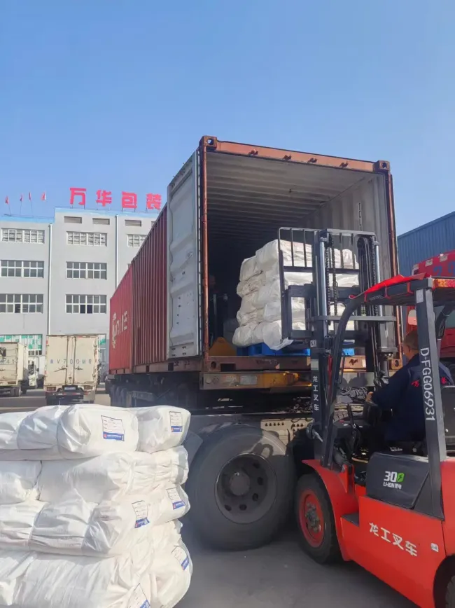 Fertilizer bags loading into container