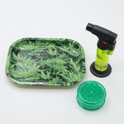 China Smoke Rolling Tray Round Edge Blow Torch Kit Cute Household Snack Tray Set Metal for sale
