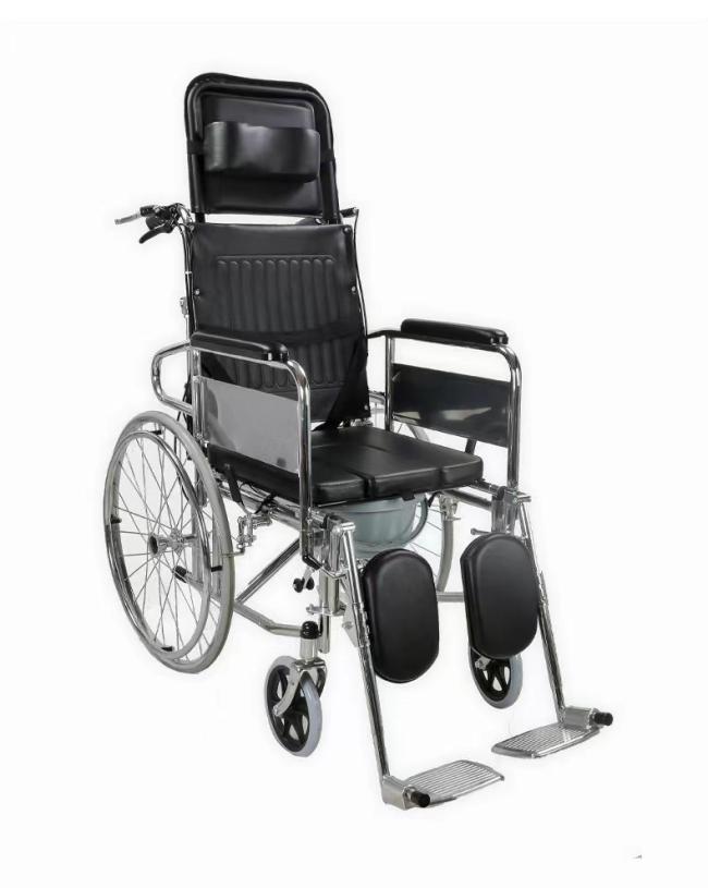 Lightweight Portable Folding Wheelchair with Reclining Steel Frame