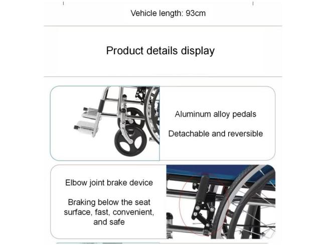 Medical Foldable Light Weight Manual Steel Wheelchair for Disabled People