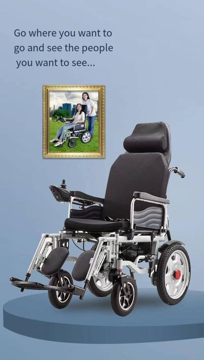 Brand New with Stable Shock Absorber Quadriplegic Wheelchair with Collapsible Medical Equipment