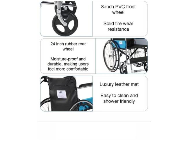 New Design Manual Disabled People Folding Wheelchair Steel Wheel Chair Medical Use