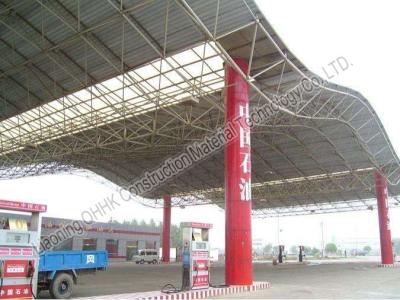 China Gas Station Light Steel Roof Trusses with Steel Space Frame Canopy for sale