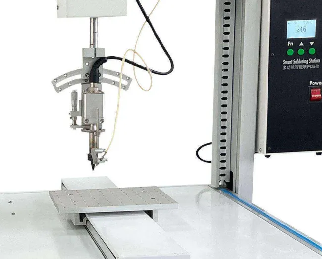 Automatic soldering robot close-up