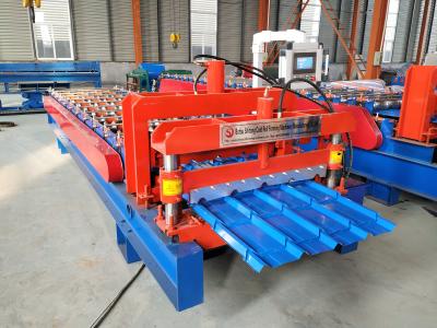 China hydraulic drive glazed roof panel tile roll forming machine manufacture for sale