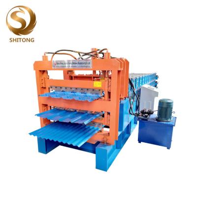 China high quality hydraulic style three layer metal tile making machine price for sale