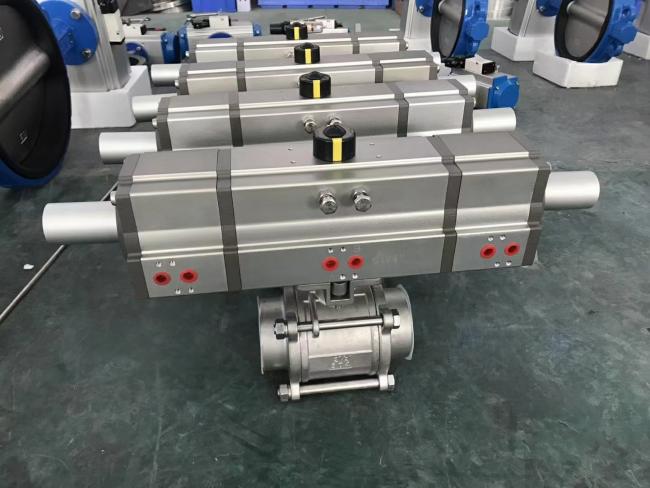 Close-up of pneumatic actuator components