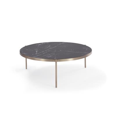 China Powder Coated Iron Frame Coffee Table Industrial Style Round Metal Side Table for sale