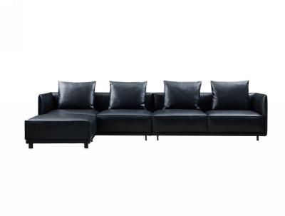 China Black Half Leather Half Fabric Sofa Foam Cushion Type Modern for sale