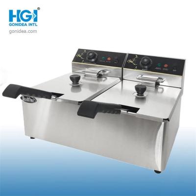 China 220V 3500W 11L Flat Table Top Deep Oil Fryer Machine Commercial en venta