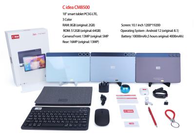 China C ideia 10,1 polegadas Android 12 Tablet 8GB RAM 512GB ROM Modelo CM8500 à venda