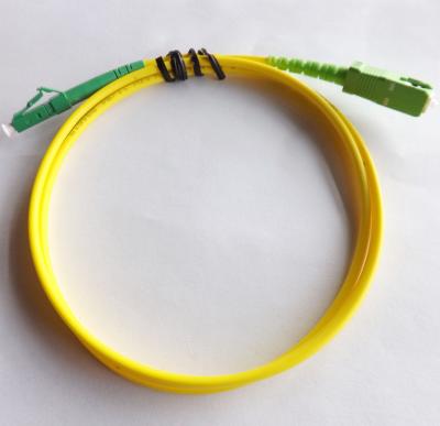 China Yellow cable length can be customized LC / APC - SC / APC - SM - SX-3.0mm-5mtrs-Ofnp Optical Fiber Patch Cord for sale