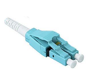 China LC OM3 Duplex Uniboot Fiber Optic Connector  RohS Material,aqua color for sale