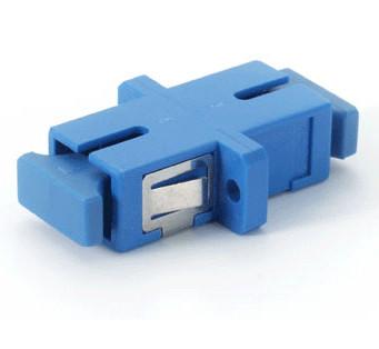 China Simplex SC/UPC Fiber Optic Adapter with ceramic sleeve blue cap with flange for sale